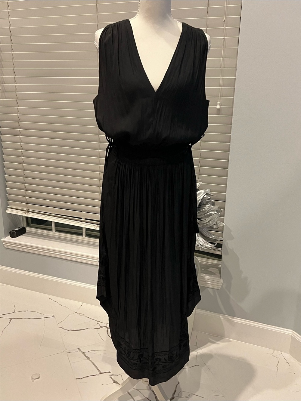 Ramy Brook Black Sleeveless V-Neck High-Low Dress